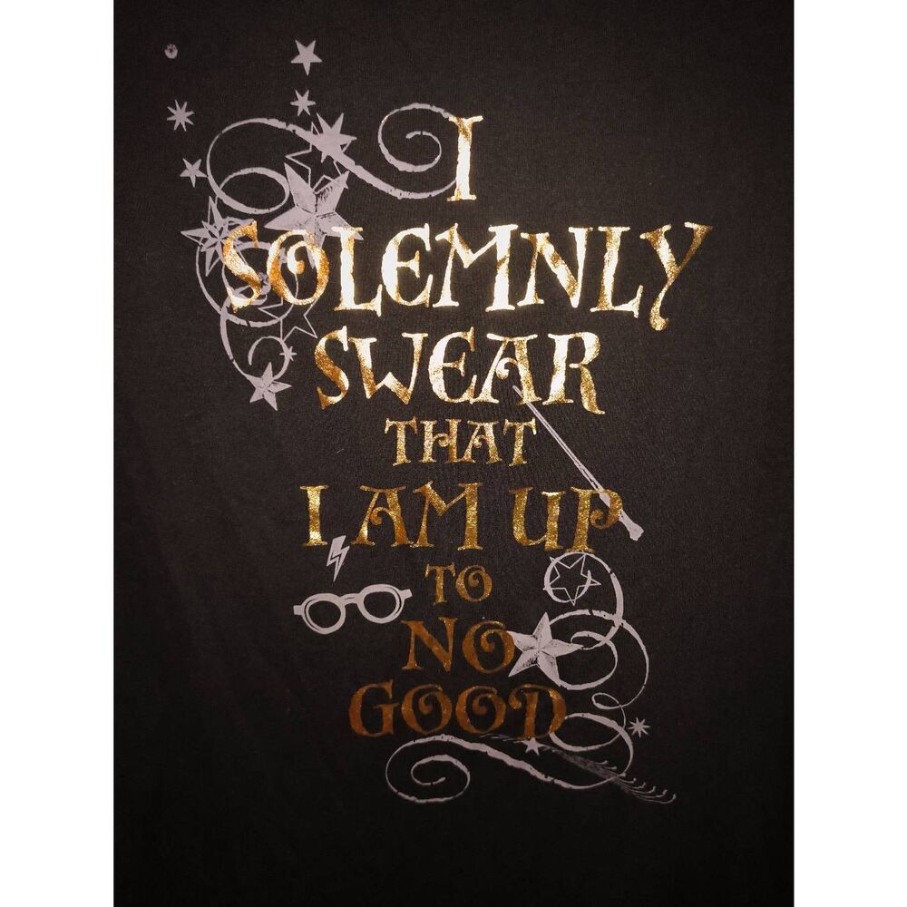 Harry Potter muscle tank black w  gold foil "I Solemnly Swear That I Am Up To No